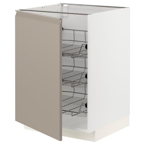 [IKEA/イケア/通販]METOD メトード ベースキャビネット ワイヤーバスケット付き, ホワイト/ウップローヴ マットダークベージュ[6](a)(49492435)｜WEBYセレクション　店