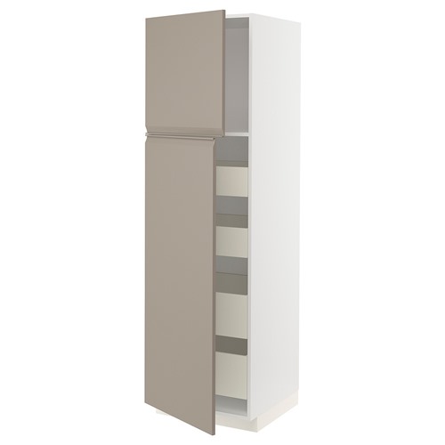 [IKEA/イケア/通信販売]METOD メトード / MAXIMERA マキシメーラ ご機嫌押し入れ 扉2枚/棚板/抽き出し4個付き添い人, 白いこと/ウップローヴ マットダークベージュ[14](a)(59492661)