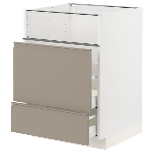 [IKEA/イケア/通信販売]METOD メトード / MAXIMERA マキシメーラ 軍事基地押し込み コンロ/フィッシュグリル/抽き出し2個, 白いこと/ウップローヴ マットダークベージュ[6](a)(19491606)