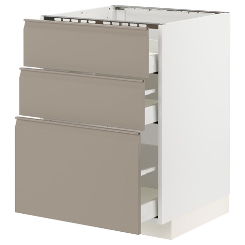 [IKEA/イケア/通信販売]METOD メトード / MAXIMERA マキシメーラ 軍事基地押し入れ コンロ用/抽き出し向こう正面3枚/抽き出し3個, 白いこと/ウップローヴ マットダークベージュ[8](a)(29492016)