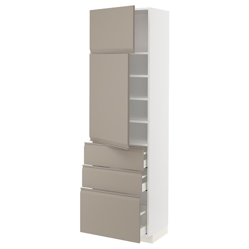 [IKEA/イケア/通信販売]METOD メトード / MAXIMERA マキシメーラ ご機嫌押し入れ 棚板/抽き出し3個/扉2枚付き添い人, 白いこと/ウップローヴ マットダークベージュ[13](a)(29492436)