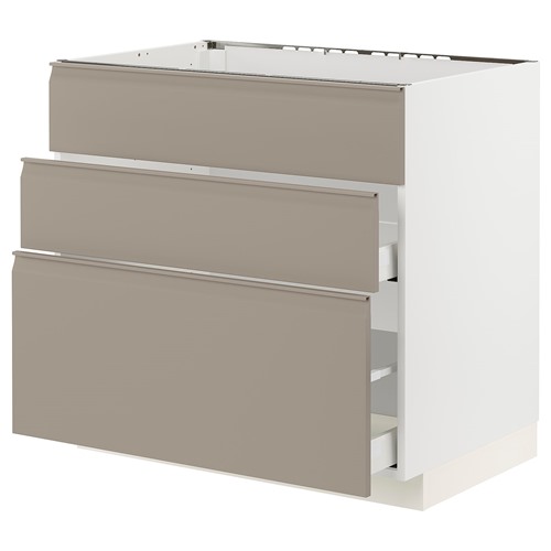 [IKEA/イケア/通信販売]METOD メトード / MAXIMERA マキシメーラ 軍事基地押し込み シンク用+抽き出し向こう正面3枚/抽き出し2個, 白いこと/ウップローヴ マットダークベージュ[7](a)(39492638)