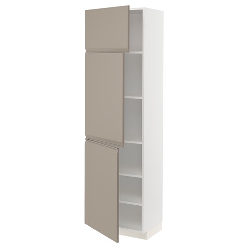 [IKEA/イケア/通信販売]METOD メトード 御機嫌押し込み 棚板/扉3枚付き添い人, 白いこと/ウップローヴ マットダークベージュ[9](a)(49491723)