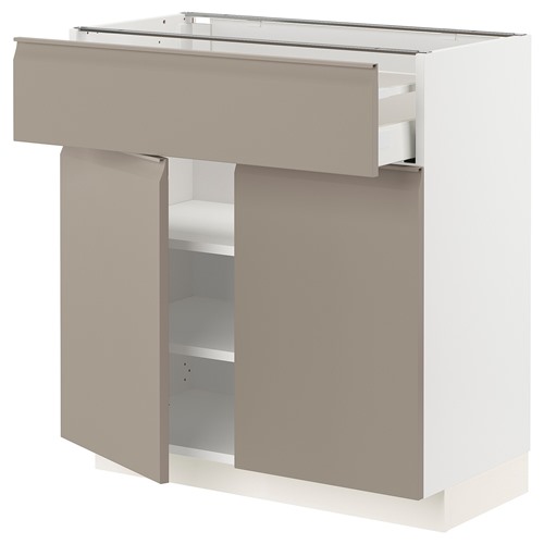 [IKEA/イケア/通販]METOD メトード / MAXIMERA マキシメーラ ベースキャビネット 引き出し＆扉2枚付き, ホワイト/ウップローヴ マットダークベージュ[8](a)(69492298)｜WEBYセレクション　店
