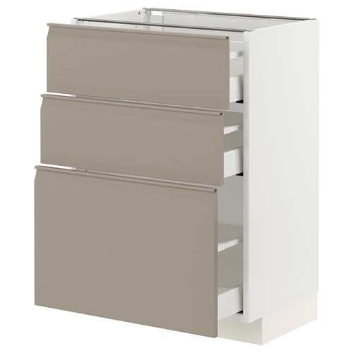 [IKEA/イケア/通信販売]METOD メトード / MAXIMERA マキシメーラ 軍事基地押し込み 抽き出し3段付き添い人, 白いこと/ウップローヴ マットダークベージュ[7](a)(79491665)