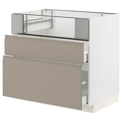 [IKEA/イケア/通信販売]METOD メトード / MAXIMERA マキシメーラ 軍事基地押し込み コンロ/フィッシュグリル/抽き出し2個, 白いこと/ウップローヴ マットダークベージュ[8](a)(79491769)