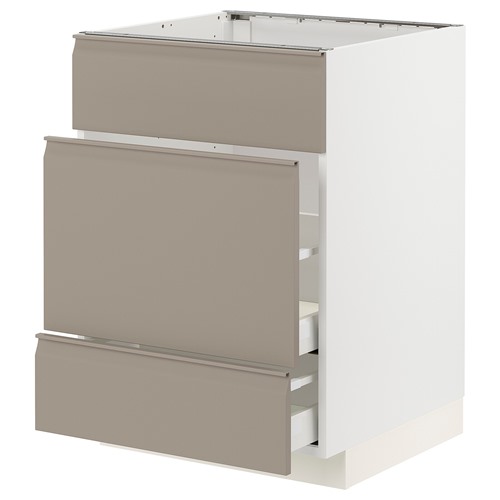 [IKEA/イケア/通販]METOD メトード / MAXIMERA マキシメーラ ベースキャビネット シンク用+引き出し前部3枚/引き出し2個, ホワイト/ウップローヴ マットダークベージュ[7](a)(79491868)
