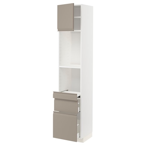 [IKEA/イケア/通販]METOD メトード / MAXIMERA マキシメーラ ハイキャビネット 引き出し式シェルフ/引き出し2個/扉付き, ホワイト/ウップローヴ マットダークベージュ[10](a)(79492269)
