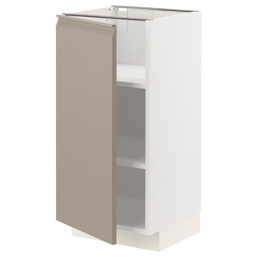 [IKEA/イケア/通販]METOD メトード ベースキャビネット 棚板付き, ホワイト/ウップローヴ マットダークベージュ[4](a)(89491924)