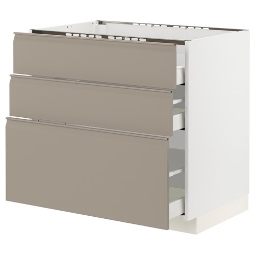 [IKEA/イケア/通信販売]METOD メトード / MAXIMERA マキシメーラ 軍事基地押し入れ コンロ用/抽き出し向こう正面3枚/抽き出し3個, 白いこと/ウップローヴ マットダークベージュ[8](a)(99492503)