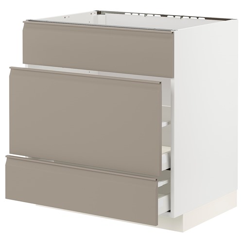 [IKEA/イケア/通信販売]METOD メトード / MAXIMERA マキシメーラ 軍事基地押し入れ シンク用+抽き出し向こう正面3枚/抽き出し2個, 白いこと/ウップローヴ マットダークベージュ[7](a)(09491555)