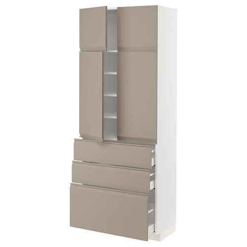[IKEA/イケア/通信販売]METOD メトード / MAXIMERA マキシメーラ 御機嫌押し入れ 棚板/抽き出し3個/扉4枚付き添い人, 白いこと/ウップローヴ マットダークベージュ[17](a)(09492220)