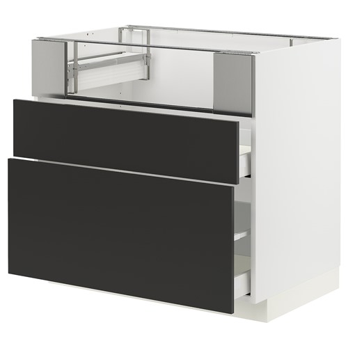 [IKEA/イケア/通信販売]METOD メトード / MAXIMERA マキシメーラ 軍事基地押し入れ コンロ/フィッシュグリル/抽き出し2個, 白いこと/ニッケボー 引っ敷き濃灰色[8](a)(29497702)