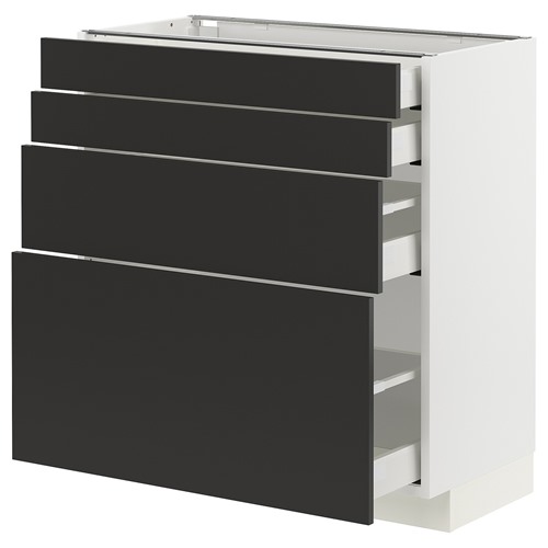 [IKEA/イケア/通信販売]METOD メトード / MAXIMERA マキシメーラ 軍事基地押し込み 抽き出し向こう正面4枚/抽き出し4個, 白いこと/ニッケボー つや消し暗灰色[8](a)(29497900)