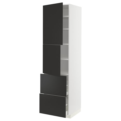 [IKEA/イケア/通信販売]METOD メトード / MAXIMERA マキシメーラ 御機嫌押し込み 扉2枚+抽き出し2段付き添い人, 白いこと/ニッケボー つや消し暗灰色[11](a)(29498829)