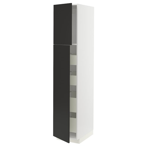 [IKEA/イケア/通信販売]METOD メトード / MAXIMERA マキシメーラ ご機嫌押し入れ 扉2枚/棚板/抽き出し4個付き添い人, 白いこと/ニッケボー 引っ敷き濃灰色[14](a)(19499424)