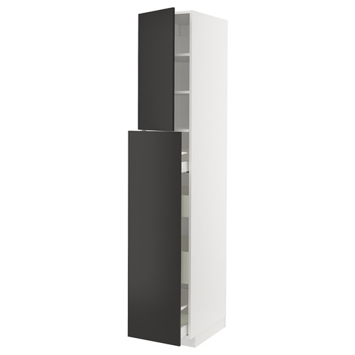 [IKEA/イケア/通信販売]METOD メトード / MAXIMERA マキシメーラ ご機嫌押し入れ 抽き出し式/抽き出し4個/扉1枚/棚板2枚, 白いこと/ニッケボー 引っ敷き濃灰色[12](a)(09498104)