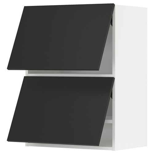 [IKEA/イケア/通販]METOD メトード ウォールキャビネット 横型 扉2枚付き, ホワイト/ニッケボー マットチャコール[6](a)(69498163)