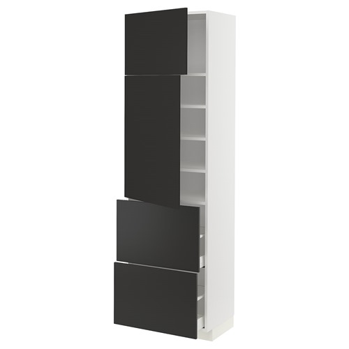 [IKEA/イケア/通信販売]METOD メトード / MAXIMERA マキシメーラ 御機嫌押し込み 扉2枚+抽き出し2段付き添い人, 白いこと/ニッケボー つや消し暗灰色[11](a)(59498578)