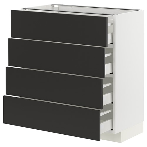 [IKEA/イケア/通信販売]METOD メトード / MAXIMERA マキシメーラ 軍事基地押し込み 抽き出し4個付き添い人, 白いこと/ニッケボー つや消し暗灰色[9](a)(59498936)