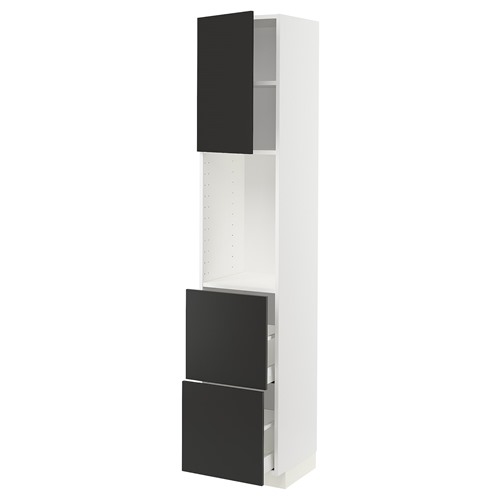 [IKEA/イケア/通販]METOD メトード / MAXIMERA マキシメーラ ハイキャビネット 棚板/引き出し2個付き, ホワイト/ニッケボー マットチャコール[8](a)(59499115)