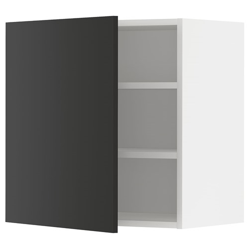 [IKEA/イケア/通販]METOD メトード ウォールキャビネット 棚板付き, ホワイト/ニッケボー マットチャコール[4](a)(09499066)