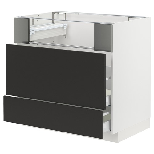 [IKEA/イケア/通信販売]METOD メトード / MAXIMERA マキシメーラ 軍事基地押し入れ コンロ/フィッシュグリル/抽き出し2個, 白いこと/ニッケボー 引っ敷き濃灰色[8](a)(79498247)
