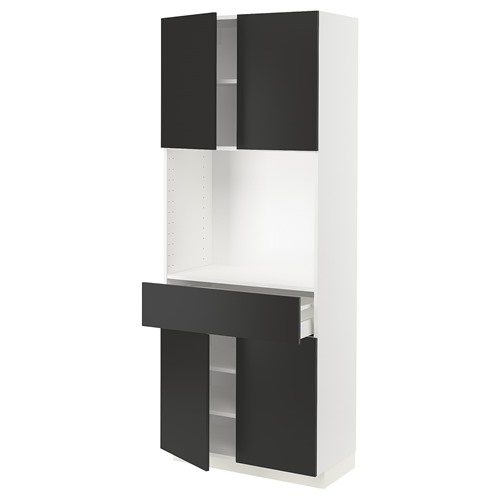 [IKEA/イケア/通信販売]METOD メトード / MAXIMERA マキシメーラ 御機嫌押し込み 扉4枚＋引き出し1個付き添い人, 白いこと/ニッケボー つや消し暗灰色[13](a)(79498964)