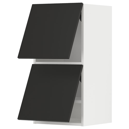 [IKEA/イケア/通販]METOD メトード ウォールキャビネット 横型 扉2枚付き, ホワイト/ニッケボー マットチャコール[6](a)(59497475)