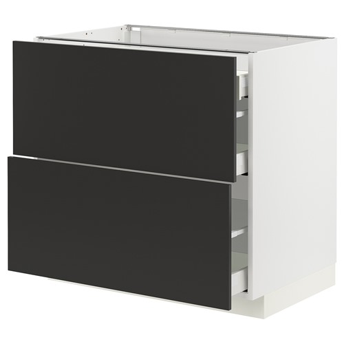 [IKEA/イケア/通販]METOD メトード / MAXIMERA マキシメーラ ベースキャビネット 引き出し前部2/引き出し3, ホワイト/ニッケボー マットチャコール[7](a)(89498586)