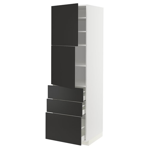 [IKEA/イケア/通信販売]METOD メトード / MAXIMERA マキシメーラ 御機嫌押し込み 扉2枚＋引き出し3個付き添い人, 白いこと/ニッケボー つや消し暗灰色[13](a)(09498967)