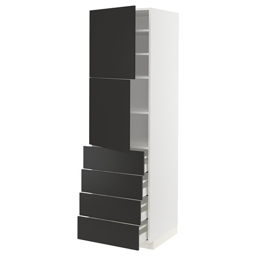 [IKEA/イケア/通信販売]METOD メトード / MAXIMERA マキシメーラ 御機嫌押し込み 棚板/抽き出し4個/扉2枚付き添い人, 白いこと/ニッケボー つや消し暗灰色[15](a)(79499421)