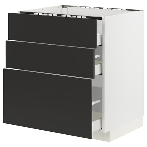 [IKEA/イケア/通信販売]METOD メトード / MAXIMERA マキシメーラ 軍事基地押し入れ コンロ用/抽き出し向こう正面3枚/抽き出し3個, 白いこと/ニッケボー 引っ敷き濃灰色[8](a)(99499415)