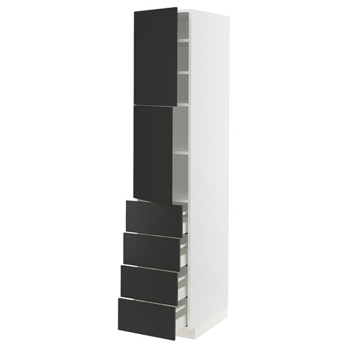 [IKEA/イケア/通信販売]METOD メトード / MAXIMERA マキシメーラ ご機嫌押し入れ 棚板/抽き出し4個/扉2枚付き添い人, 白いこと/ニッケボー 引っ敷き濃灰色[15](a)(99499420)