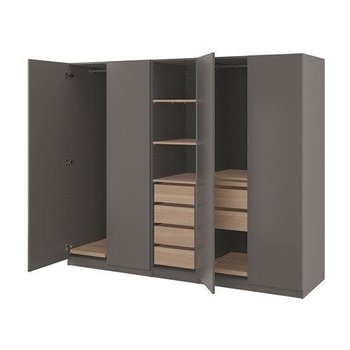 [IKEA/イケア/通信販売]PAX パックス / FORSAND フォルサンド ワードローブコンビネーション, 暗然たる薄墨色/ホワイトステインオーク調 暗然たる薄墨色[24](a)(89429890)