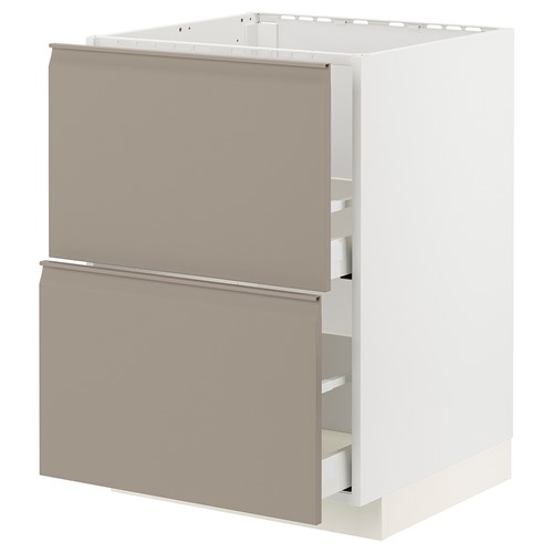 [IKEA/イケア/通信販売]METOD メトード / MAXIMERA マキシメーラ 軍事基地押し入れ シンク用+抽き出し向こう正面2枚/抽き出し2個, 白いこと/ウップローヴ マットダークベージュ[6](a)(09492017)