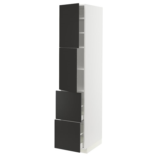 [IKEA/イケア/通販]METOD メトード / MAXIMERA マキシメーラ ハイキャビネット 扉2枚+引き出し2段付き, ホワイト/ニッケボー マットチャコール[11](a)(29497660)