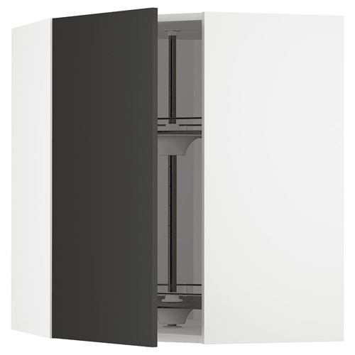 [IKEA/イケア/通販]METOD メトード コーナーウォールキャビネット 回転式収納付き, ホワイト/ニッケボー マットチャコール[3](a)(99498374)