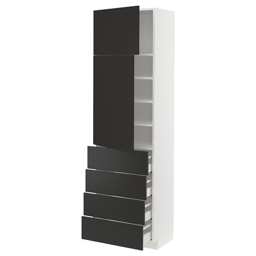 [IKEA/イケア/通信販売]METOD メトード / MAXIMERA マキシメーラ 御機嫌押し入れ 扉2枚/棚板/抽き出し4個付き添い人, 白いこと/ニッケボー 引っ敷き濃灰色[15](a)(49499432)
