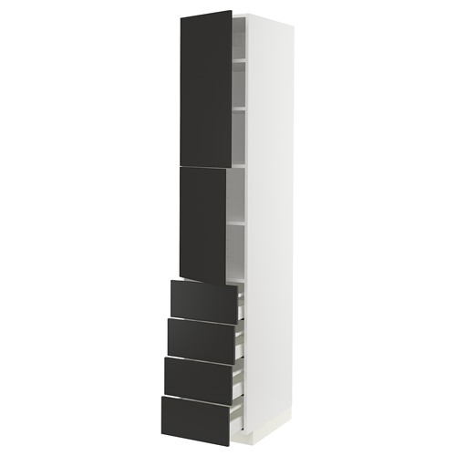 [IKEA/イケア/通信販売]METOD メトード / MAXIMERA マキシメーラ ご機嫌押し入れ 棚板/抽き出し4個/扉2枚付き添い人, 白いこと/ニッケボー 引っ敷き濃灰色[15](a)(59499422)