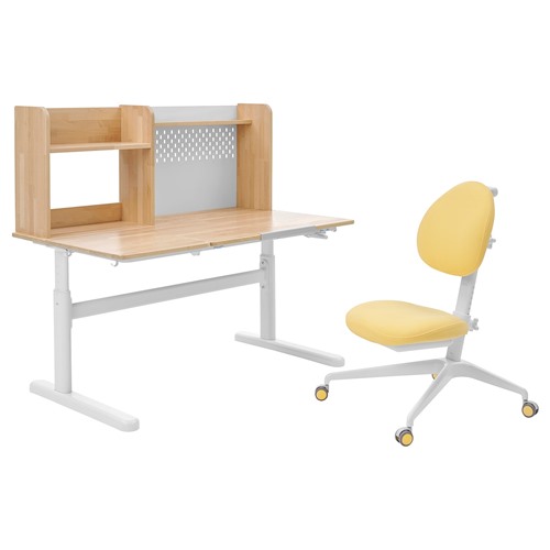 [IKEA/イケア/通信販売]BERGLARKA ベリレルカ / DAGNAR ダグナール 事務机＆女性議長, バーチ醇乎たる材/黄色[3](a)(79488677)