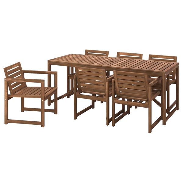 [IKEA/イケア/通信販売]NAMMARO ネッマロー 速見表＋チェアアームレスト付き添い人6 室外用, ライトブラウンステイン[9](a)(59544387)