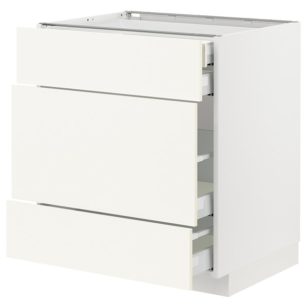 [IKEA/イケア/通販]METOD メトード / MAXIMERA マキシメーラ ベースキャビネット 引き出し前部3枚/引き出し4個付き, ホワイト/ヴァルステナ ホワイト[9](a)(29506693)