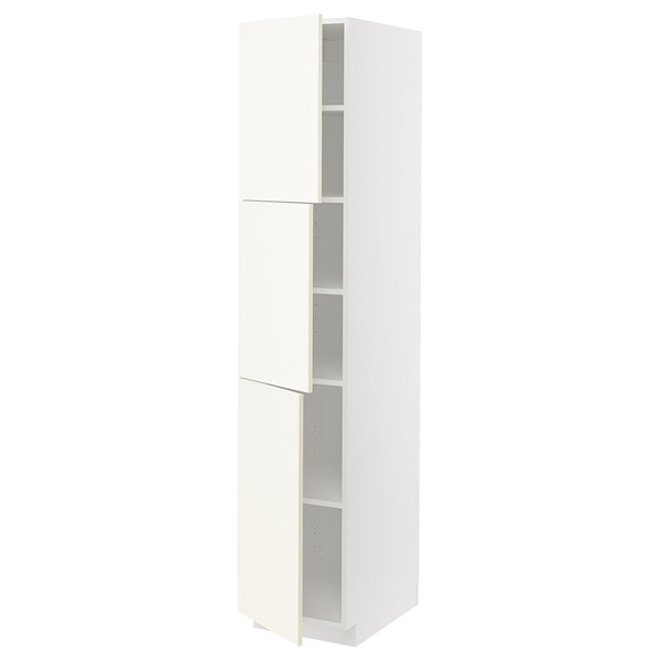 [IKEA/イケア/通販]METOD メトード ハイキャビネット 棚板/扉3枚付き, ホワイト/ヴァルステナ ホワイト[9](a)(49506673)