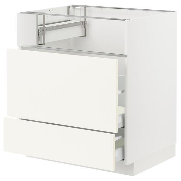 [IKEA/イケア/通販]METOD メトード / MAXIMERA マキシメーラ ベースキャビネット コンロ/フィッシュグリル/引き出し2個, ホワイト/ヴァルステナ ホワイト[7](a)(59506781)｜WEBYセレクション　店