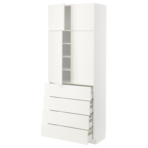 [IKEA/イケア/通販]METOD メトード / MAXIMERA マキシメーラ ハイキャビネット 棚板/引き出し4個/扉4枚付き, ホワイト/ヴァルステナ ホワイト[19](a)(59506795)