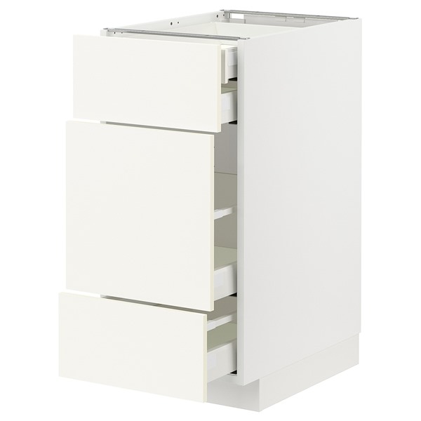 [IKEA/イケア/通販]METOD メトード / MAXIMERA マキシメーラ ベースキャビネット 引き出し前部3枚/引き出し4個付き, ホワイト/ヴァルステナ ホワイト[9](a)(69506691)｜WEBYセレクション　店