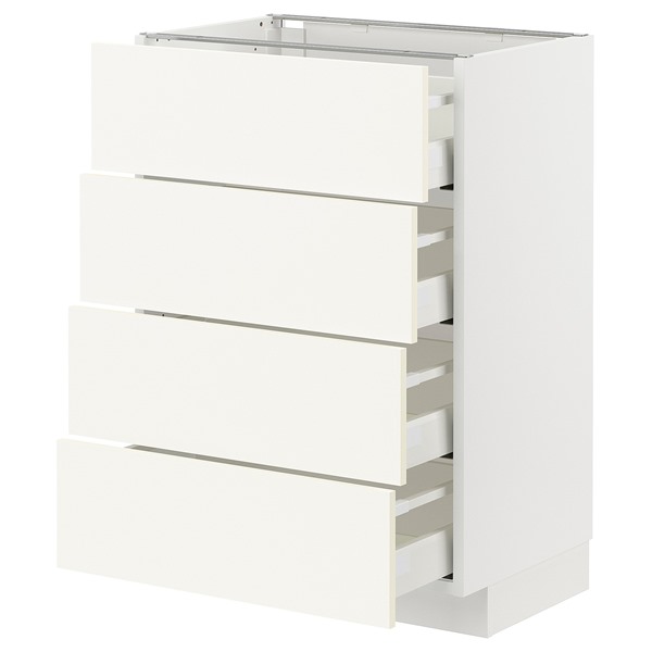 [IKEA/イケア/通販]METOD メトード / MAXIMERA マキシメーラ ベースキャビネット 引き出し4個付き, ホワイト/ヴァルステナ ホワイト[9](a)(69506733)