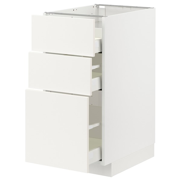 [IKEA/イケア/通販]METOD メトード / MAXIMERA マキシメーラ ベースキャビネット コンロ用/引き出し前部3枚/引き出し3個, ホワイト/ヴァルステナ ホワイト[7](a)(89506708)｜WEBYセレクション　店