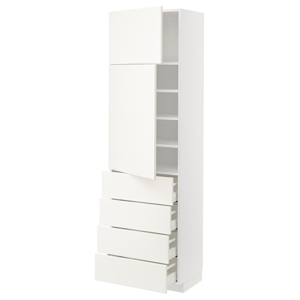 [IKEA/イケア/通販]METOD メトード / MAXIMERA マキシメーラ ハイキャビネット 扉2枚/棚板/引き出し4個付き, ホワイト/ヴァルステナ ホワイト[15](a)(89506794)